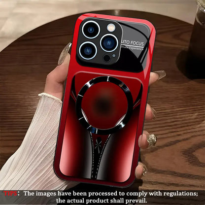 Aesthetic Magnetic Ring Phone Case for iPhone 11/12/13/14/15/16/17 Pro Max - Glossy Protective Hard Back Cover 995
