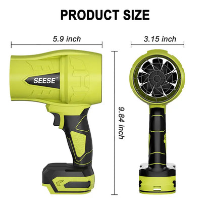 Seese Turbo Jet Blower - High-Power Leaf Blower with Pure Copper Motor for Car Drying, Handheld Snow Blower, and Cordless Air Duster for Home Improvement and Garden Maintenance