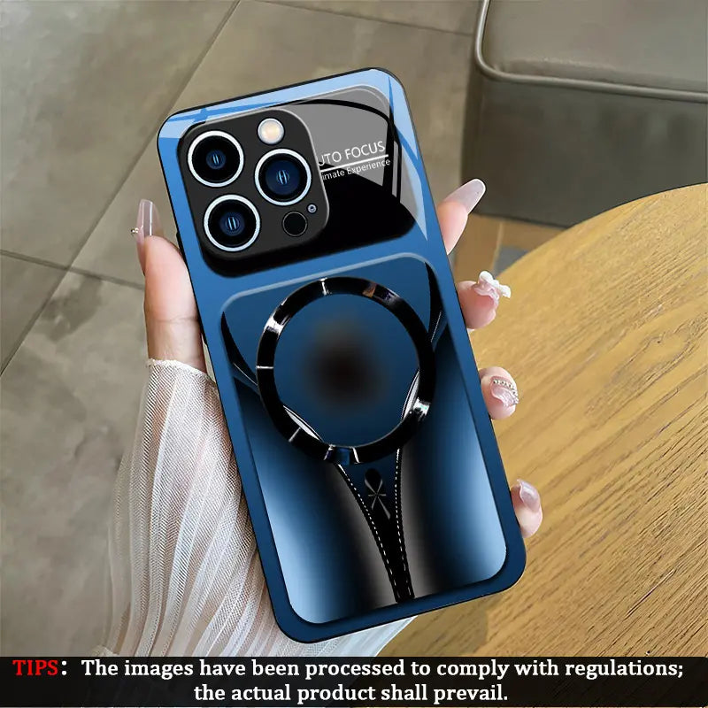 Aesthetic Magnetic Ring Phone Case for iPhone 11/12/13/14/15/16/17 Pro Max - Glossy Protective Hard Back Cover 995