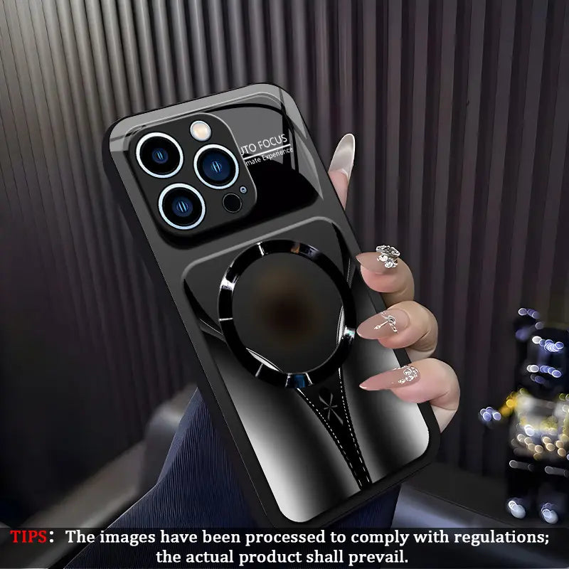 Aesthetic Magnetic Ring Phone Case for iPhone 11/12/13/14/15/16/17 Pro Max - Glossy Protective Hard Back Cover 995