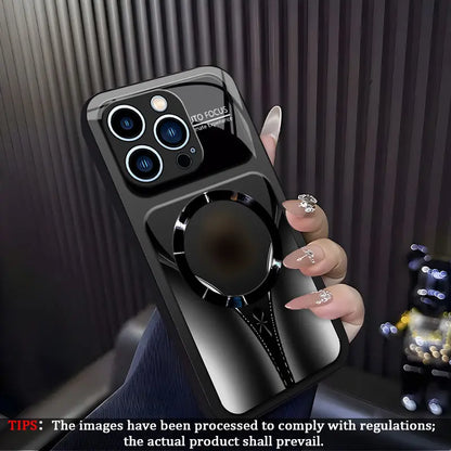 Aesthetic Magnetic Ring Phone Case for iPhone 11/12/13/14/15/16/17 Pro Max - Glossy Protective Hard Back Cover 995
