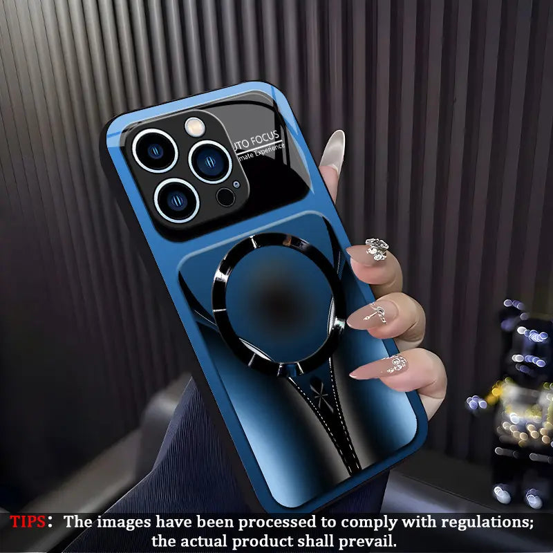 Aesthetic Magnetic Ring Phone Case for iPhone 11/12/13/14/15/16/17 Pro Max - Glossy Protective Hard Back Cover 995