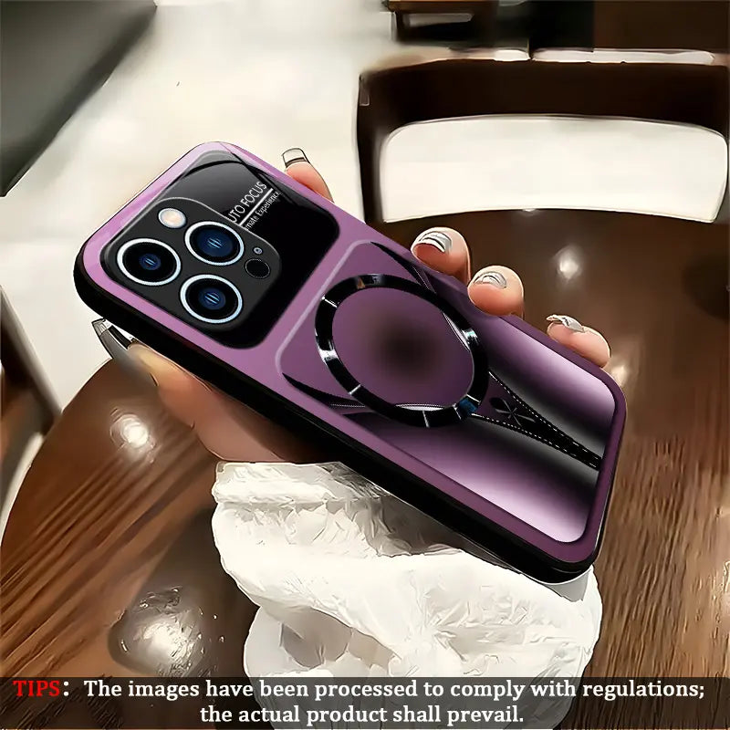 Aesthetic Magnetic Ring Phone Case for iPhone 11/12/13/14/15/16/17 Pro Max - Glossy Protective Hard Back Cover 995