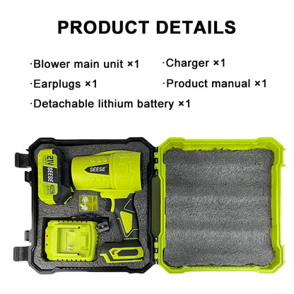Seese Turbo Jet Blower - High-Power Leaf Blower with Pure Copper Motor for Car Drying, Handheld Snow Blower, and Cordless Air Duster for Home Improvement and Garden Maintenance