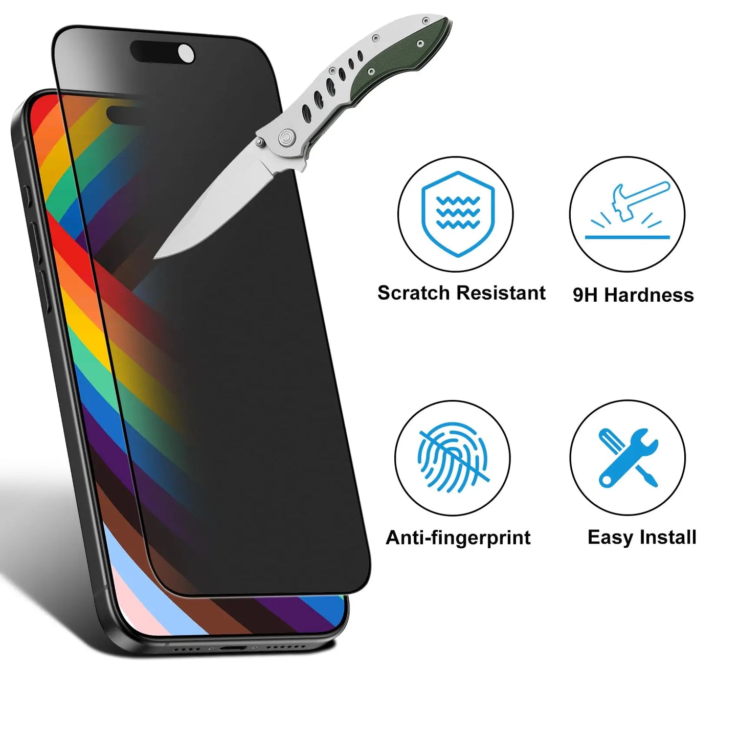 Mothca Matte Privacy Screen Protector for iPhone 13/14/15/16/17 Pro Max Plus - Easy Installation Tool, Anti-Spy, Anti-Glare Full Coverage Tempered Glass Film, Anti-Fingerprint, Case-Friendly, Shockproof Protection
