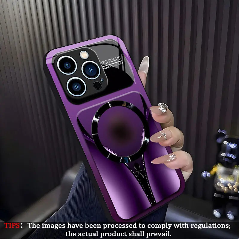 Aesthetic Magnetic Ring Phone Case for iPhone 11/12/13/14/15/16/17 Pro Max - Glossy Protective Hard Back Cover 995