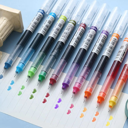 10-Piece 0.5mm Colorful Gel Pen Set - Portable Multi-Purpose Rollerball Pens for Office and Student Use, Ideal for Writing and Stationery Needs