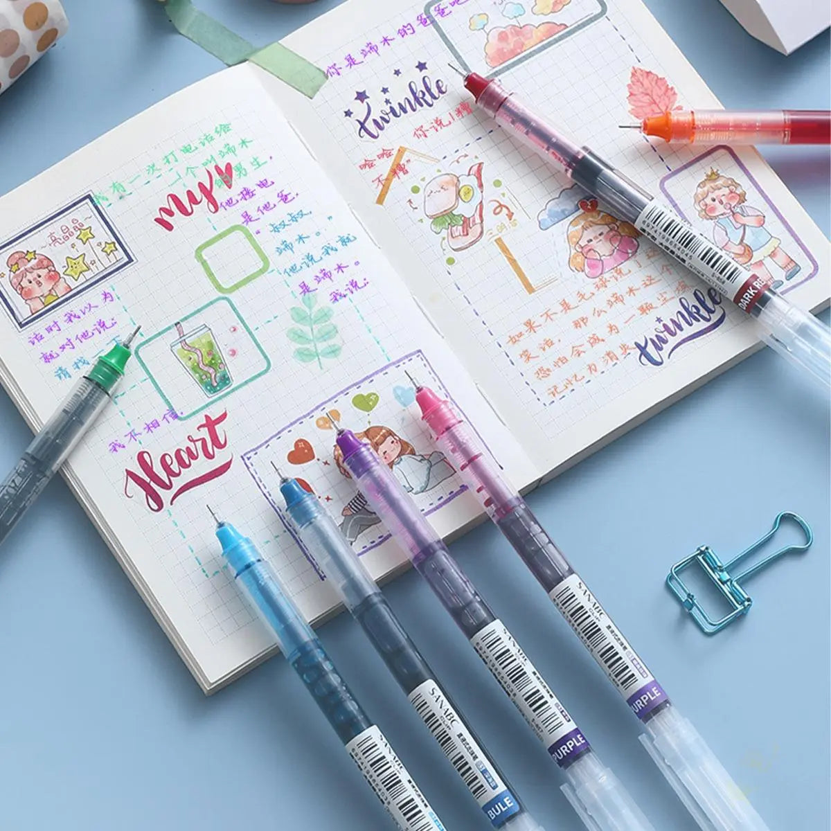 10-Piece 0.5mm Colorful Gel Pen Set - Portable Multi-Purpose Rollerball Pens for Office and Student Use, Ideal for Writing and Stationery Needs