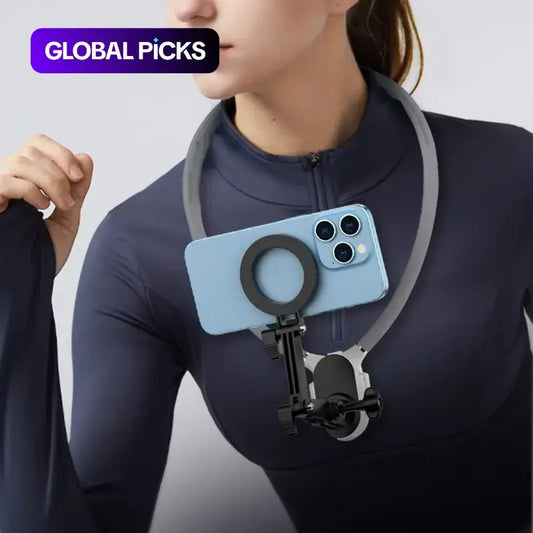 Magnetic Neck Mount - Adjustable Hands-Free Phone Holder for Vlogging, Compatible with iPhone 15/14/13/12 Series