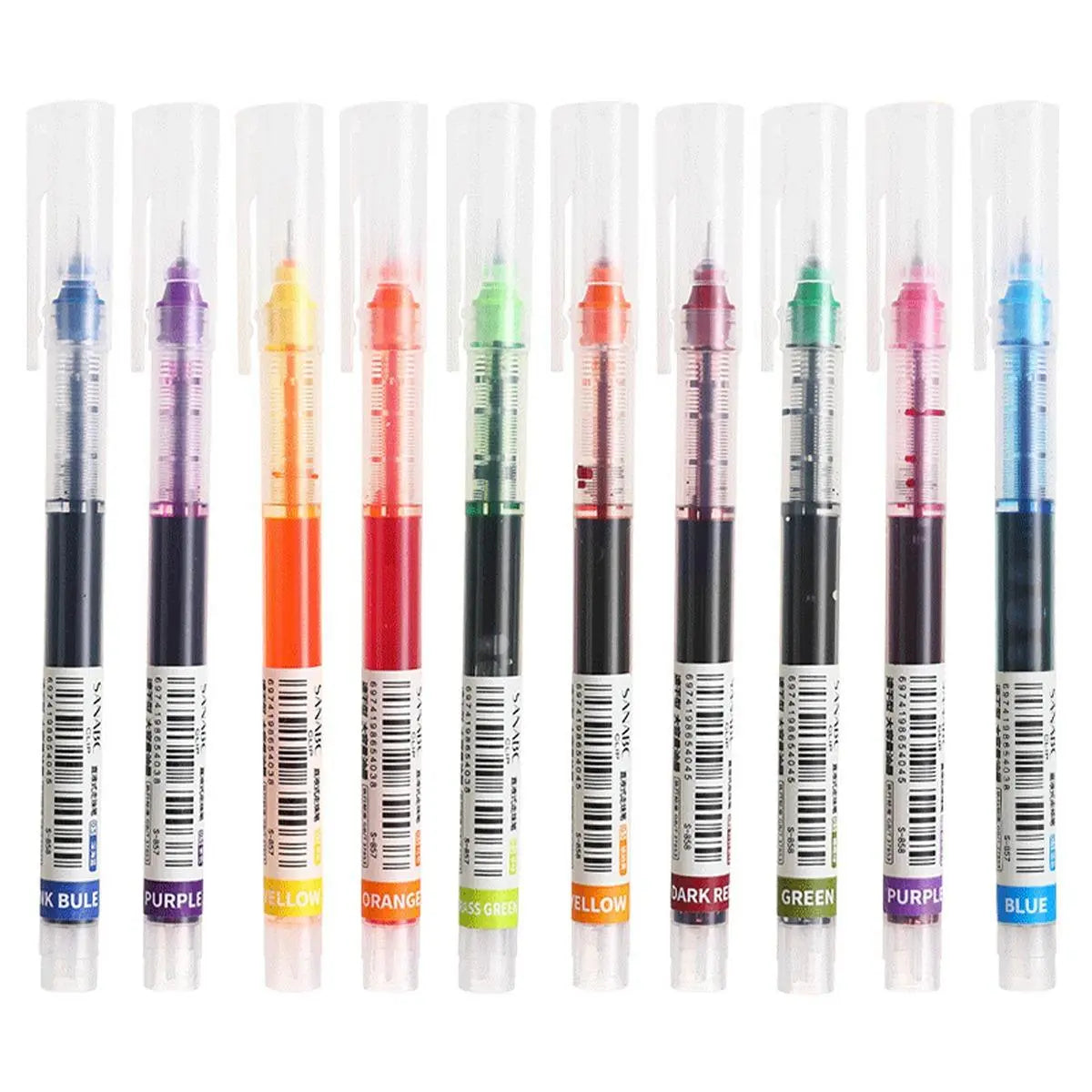 10-Piece 0.5mm Colorful Gel Pen Set - Portable Multi-Purpose Rollerball Pens for Office and Student Use, Ideal for Writing and Stationery Needs