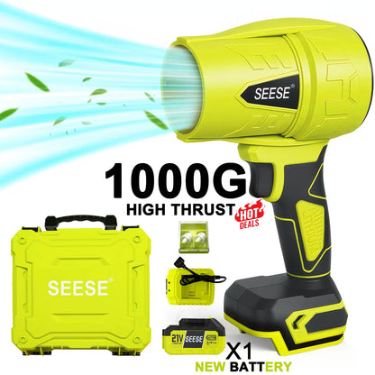 Seese Turbo Jet Blower - High-Power Leaf Blower with Pure Copper Motor for Car Drying, Handheld Snow Blower, and Cordless Air Duster for Home Improvement and Garden Maintenance