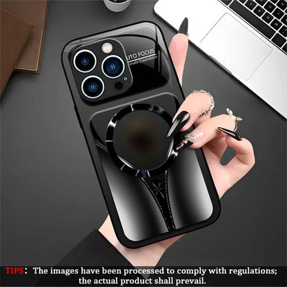 Aesthetic Magnetic Ring Phone Case for iPhone 11/12/13/14/15/16/17 Pro Max - Glossy Protective Hard Back Cover 995