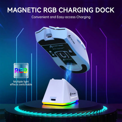 ATTACK SHARK X11 Wireless Gaming Mouse - Rechargeable RGB Lighting with Charging Base, Optical Sensor for Gaming and Office Use, Premium Gaming Accessory