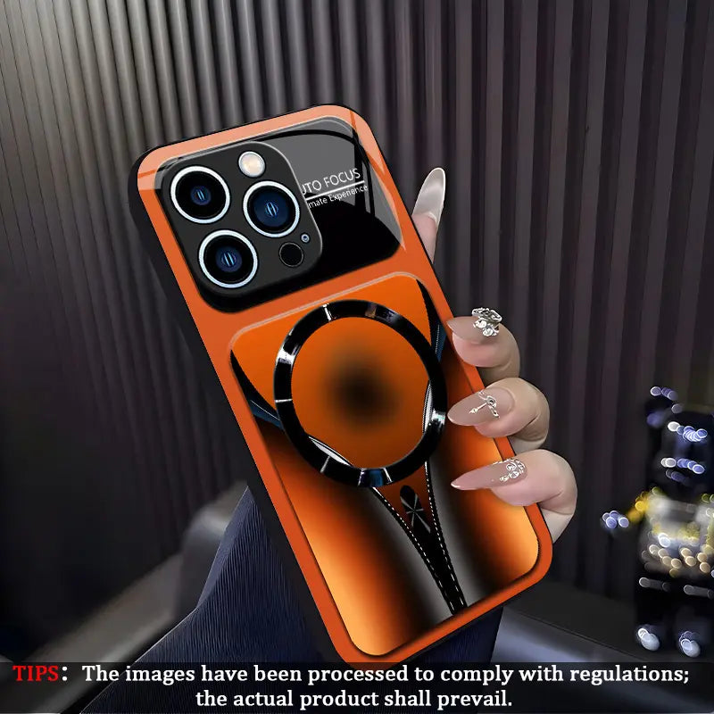 Aesthetic Magnetic Ring Phone Case for iPhone 11/12/13/14/15/16/17 Pro Max - Glossy Protective Hard Back Cover 995