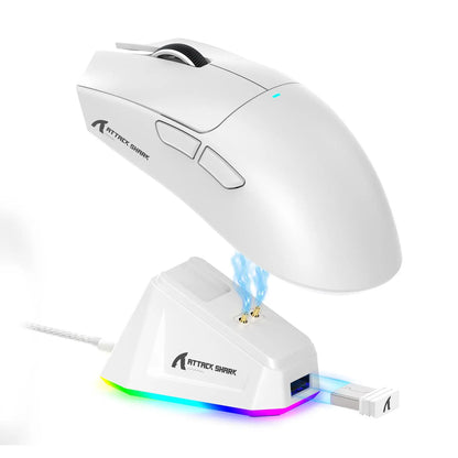 ATTACK SHARK X11 Wireless Gaming Mouse - Rechargeable RGB Lighting with Charging Base, Optical Sensor for Gaming and Office Use, Premium Gaming Accessory