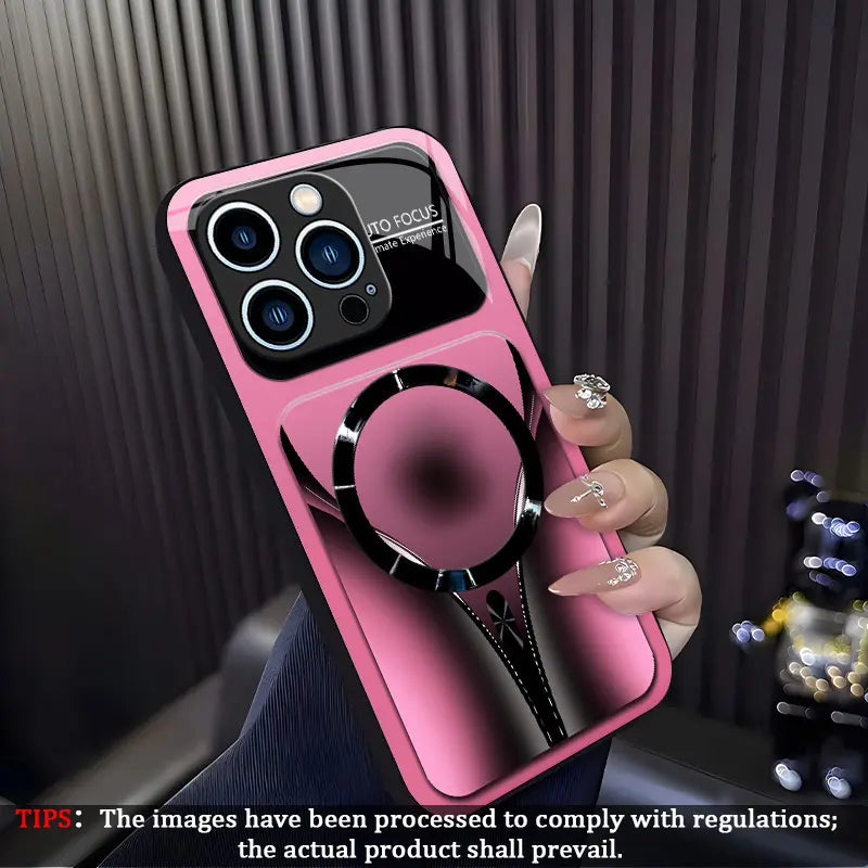 Aesthetic Magnetic Ring Phone Case for iPhone 11/12/13/14/15/16/17 Pro Max - Glossy Protective Hard Back Cover 995
