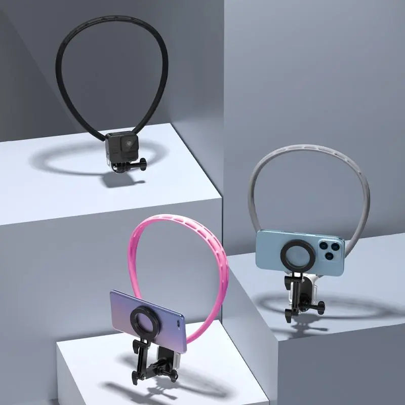 Magnetic Neck Mount - Adjustable Hands-Free Phone Holder for Vlogging, Compatible with iPhone 15/14/13/12 Series