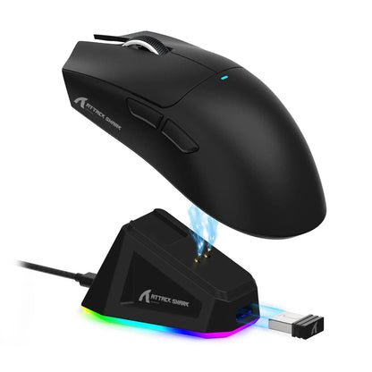 ATTACK SHARK X11 Wireless Gaming Mouse - Rechargeable RGB Lighting with Charging Base, Optical Sensor for Gaming and Office Use, Premium Gaming Accessory
