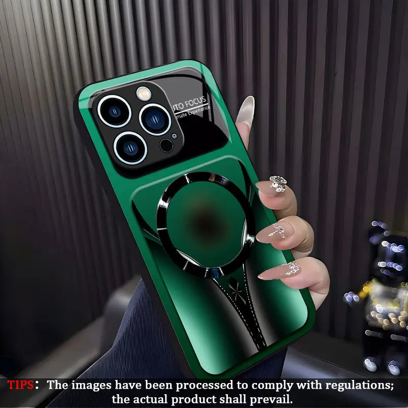 Aesthetic Magnetic Ring Phone Case for iPhone 11/12/13/14/15/16/17 Pro Max - Glossy Protective Hard Back Cover 995