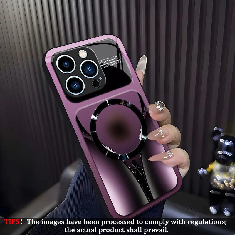 Aesthetic Magnetic Ring Phone Case for iPhone 11/12/13/14/15/16/17 Pro Max - Glossy Protective Hard Back Cover 995