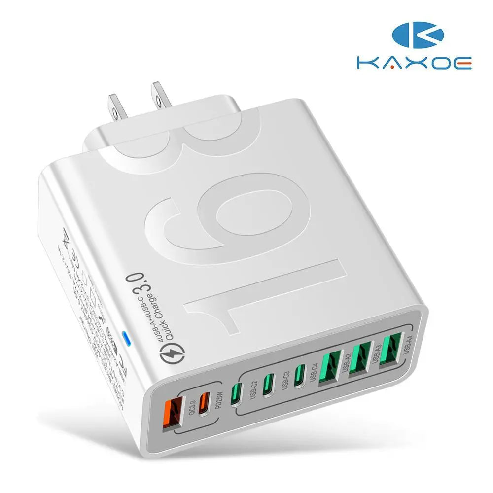 8-Port Fast Charging USB Hub with 4 USB-C and 4 USB-A Ports for Phones, Tablets, and More